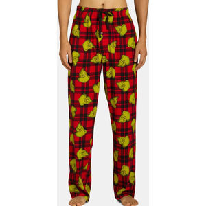 Dr. Seuss Mens The Grinch Knit Sleep Pants Red Size M
